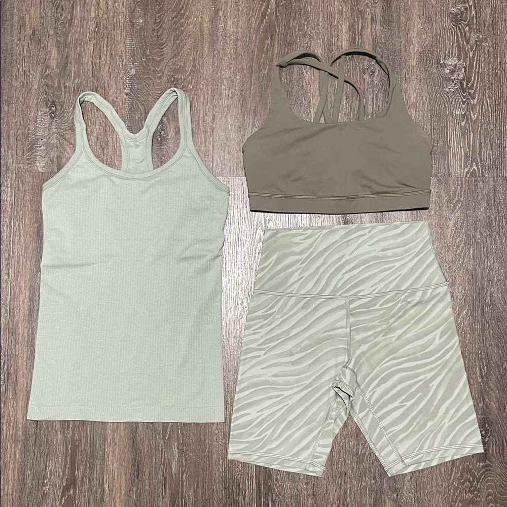 EUC Lululemon “Shades of Green” Workout Bundle. Size 6